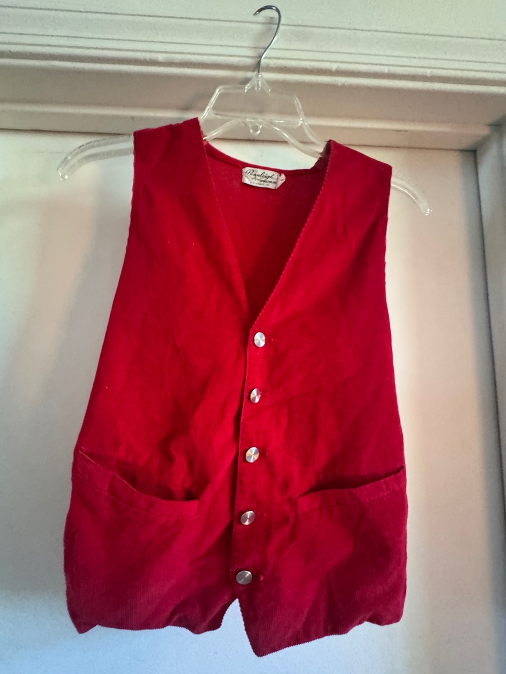 Vintage Pennleigh Red Corduroy Button-Front Vest